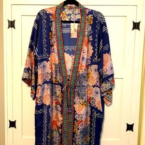 Johnny Was Silk Floral Kimono Size M NWT
